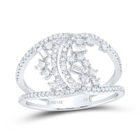 Load image into Gallery viewer, 14kt White Gold Womens Round Diamond Cluster Fashion Ring 1/2 Cttw
