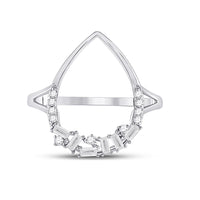 Load image into Gallery viewer, 14kt White Gold Womens Round Diamond Teardrop Shape Fashion Ring 1/5 Cttw

