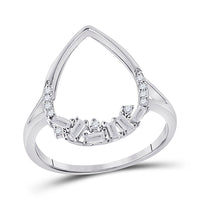 Load image into Gallery viewer, 14kt White Gold Womens Round Diamond Teardrop Shape Fashion Ring 1/5 Cttw

