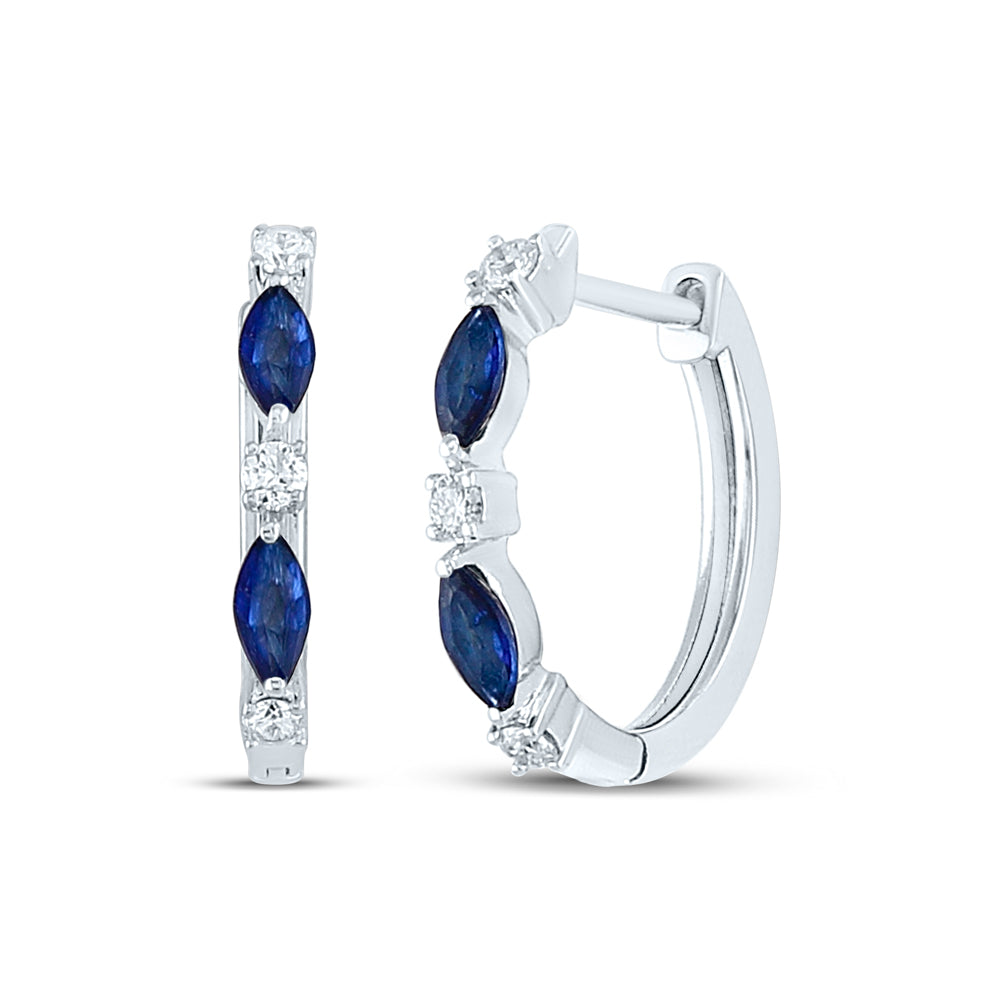 1/8CTW-DIA NK 1/3CTW SYNTHETIC MQ-SAPPHIRE GEM HOOPS