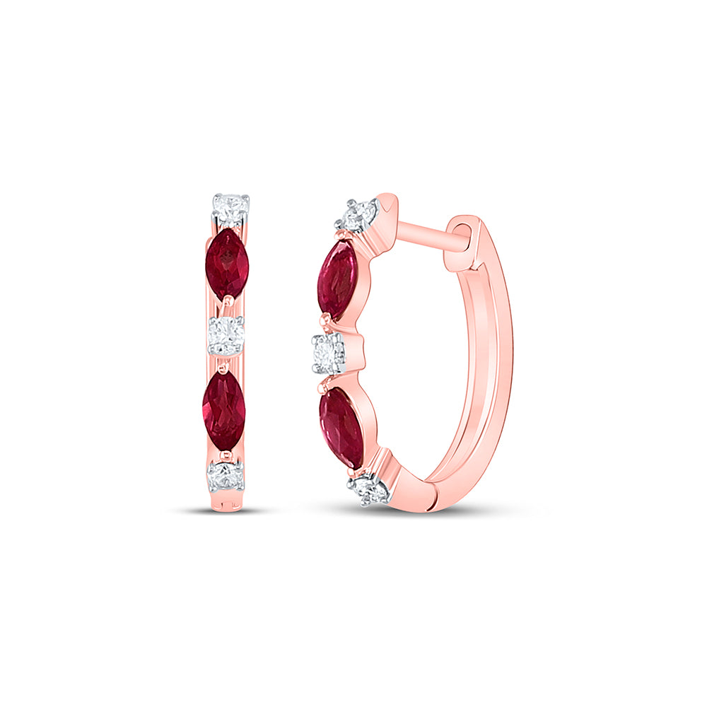 1/8CTW-DIA 1/3CT MQ-RUBY EARRING