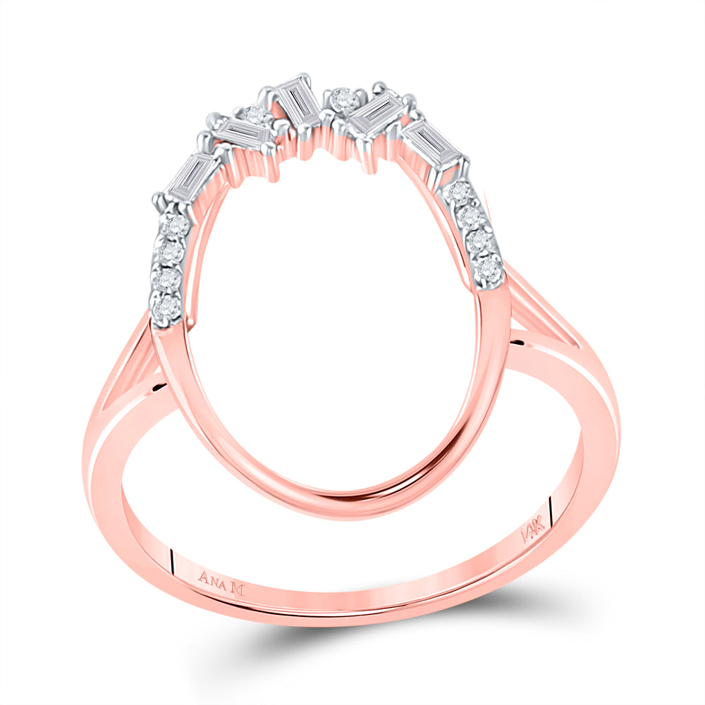 14kt Rose Gold Womens Round Diamond Fashion Cluster Oval Ring 1/6 Cttw