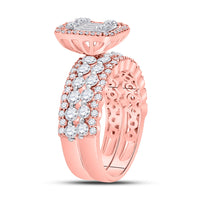 Load image into Gallery viewer, 14kt Rose Gold Womens Baguette Diamond Bridal Wedding Engagement Ring Band Set 1-7/8 Cttw
