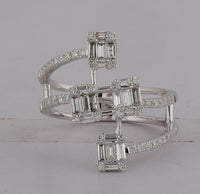 Load image into Gallery viewer, 14kt White Gold Womens Baguette Diamond Modern Fashion Ring 7/8 Cttw
