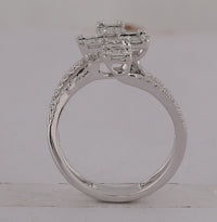 Load image into Gallery viewer, 14kt White Gold Womens Baguette Diamond Modern Fashion Ring 7/8 Cttw

