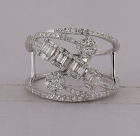 Load image into Gallery viewer, 14kt White Gold Womens Baguette Diamond Modern Fashion Ring 3/4 Cttw
