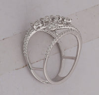 Load image into Gallery viewer, 14kt White Gold Womens Baguette Diamond Modern Fashion Ring 3/4 Cttw
