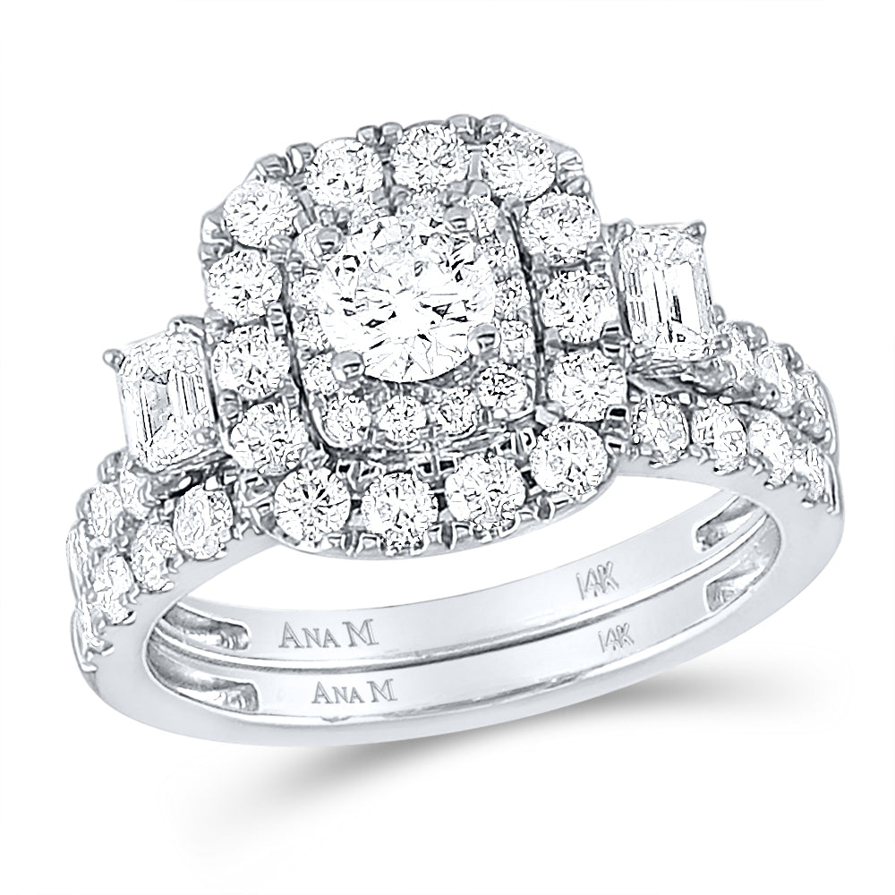 14kt Two-tone Gold Womens Round Diamond Bridal Wedding Engagement Ring Band Set 2.00 Cttw (Certified)