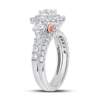 Load image into Gallery viewer, 14kt Two-tone Gold Womens Princess Diamond Bridal Wedding Engagement Ring Band Set 2.00 Cttw (Certified)
