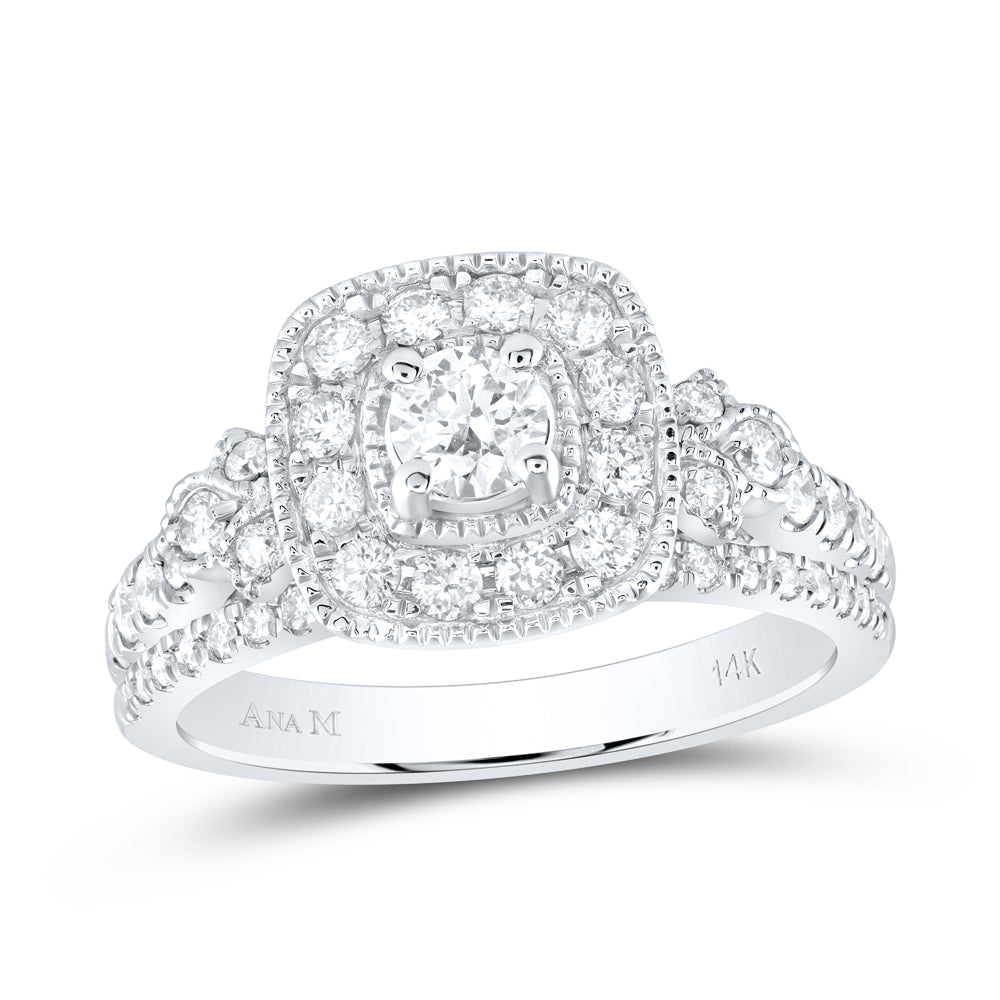 14kt White Gold Womens Round Diamond Bridal Wedding Engagement Ring Band Set 1.00 Cttw (Certified)