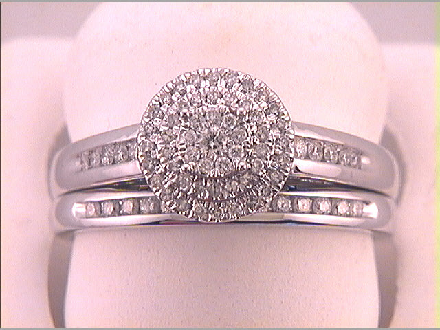 10kt White Gold Womens Round Diamond Bridal Wedding Engagement Ring Band Set 1/3 Cttw