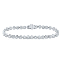 Load image into Gallery viewer, 14kt White Gold Womens Round Diamond Statement Tennis Bracelet 3.00 Cttw
