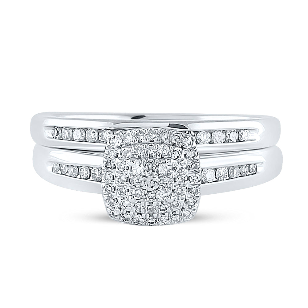10kt White Gold Womens Round Diamond Bridal Wedding Engagement Ring Band Set 1/3 Cttw
