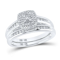 Load image into Gallery viewer, 10kt White Gold Womens Round Diamond Bridal Wedding Engagement Ring Band Set 1/3 Cttw
