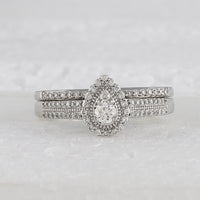 Load image into Gallery viewer, 10kt White Gold Womens Round Diamond Bridal Wedding Engagement Ring Band Set 1/3 Cttw
