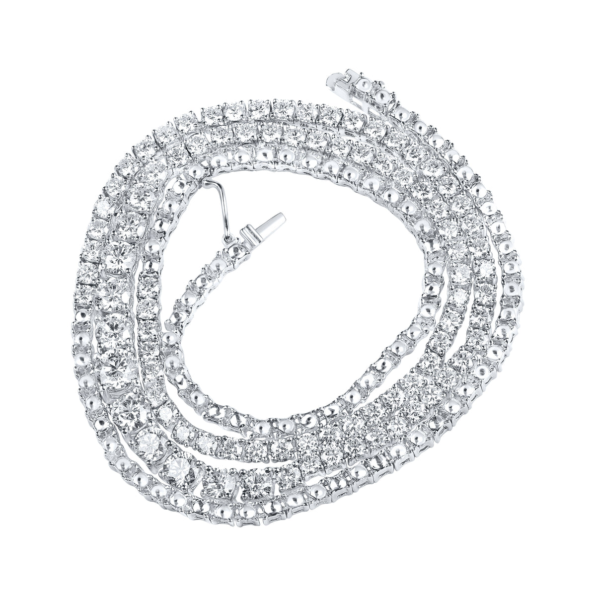 14kt White Gold Womens Round Diamond Fashion Cocktail Necklace 7.00 Cttw