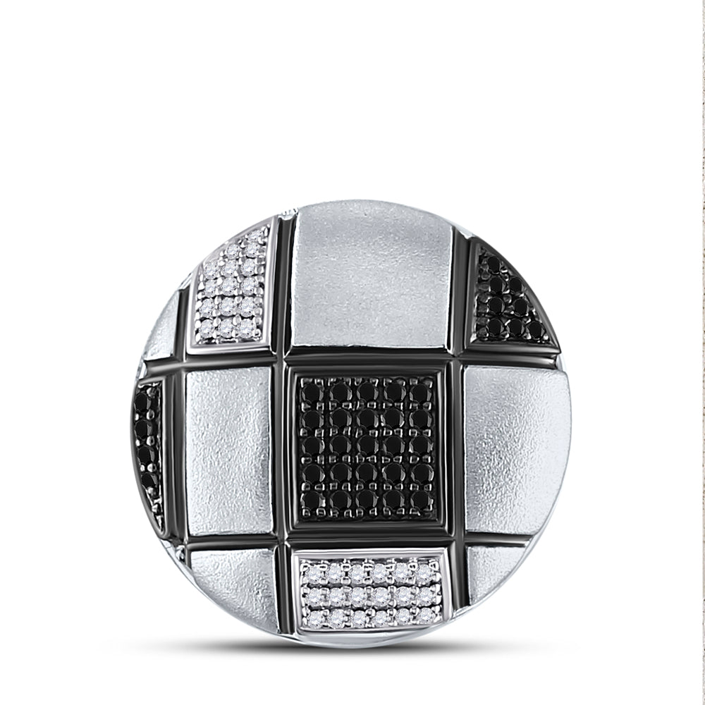 14kt White Gold Womens Round Black Color Enhanced Diamond Fashion Necklace 1/4 Cttw