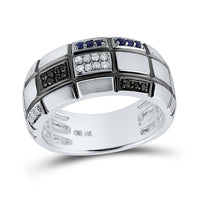 Load image into Gallery viewer, 1/6CTW-DIA 1/20CT-SAPPHIRE BLACK DIAMOND RING
