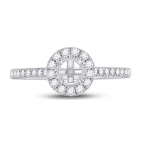 Load image into Gallery viewer, 14kt White Gold Womens Round Diamond 1/2 Ct Rd Center Halo Bridal Wedding Semi-Mount Ring 1/3 Cttw
