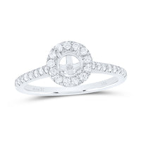 Load image into Gallery viewer, 14kt White Gold Womens Round Diamond 1/2 Ct Rd Center Halo Bridal Wedding Semi-Mount Ring 1/3 Cttw
