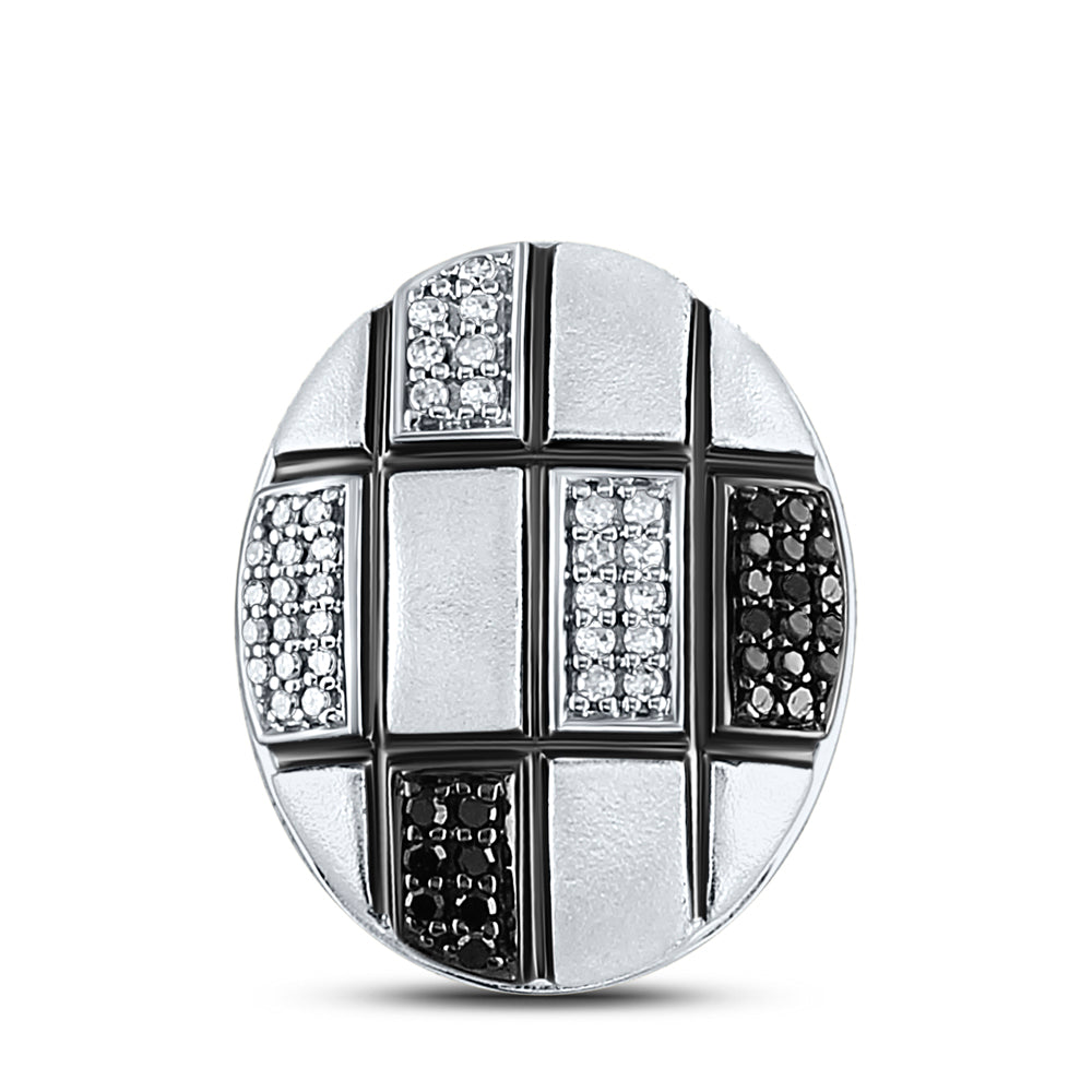 14kt White Gold Womens Round Black Color Enhanced Diamond Fashion Necklace 1/5 Cttw