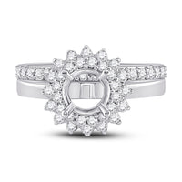 Load image into Gallery viewer, 14kt White Gold Womens Round Diamond 1 Ct Rd Center Halo Bridal Wedding Semi-Mount Set 3/4 Cttw
