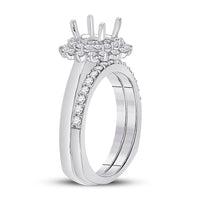 Load image into Gallery viewer, 14kt White Gold Womens Round Diamond 1 Ct Rd Center Halo Bridal Wedding Semi-Mount Set 3/4 Cttw
