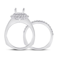 Load image into Gallery viewer, 14kt White Gold Womens Round Diamond 1 Ct Rd Center Halo Bridal Wedding Semi-Mount Set 3/4 Cttw
