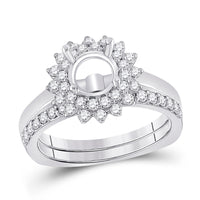 Load image into Gallery viewer, 14kt White Gold Womens Round Diamond 1 Ct Rd Center Halo Bridal Wedding Semi-Mount Set 3/4 Cttw
