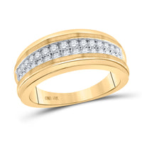Load image into Gallery viewer, 10kt Yellow Gold Mens Round Diamond Wedding Band Ring 3/4 Cttw
