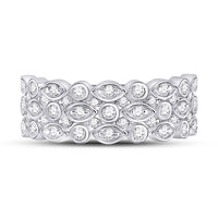 Load image into Gallery viewer, 14kt White Gold Womens Round Diamond 3-Row Fashion Ring 3/4 Cttw
