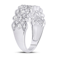 Load image into Gallery viewer, 14kt White Gold Womens Round Diamond 3-Row Fashion Ring 3/4 Cttw
