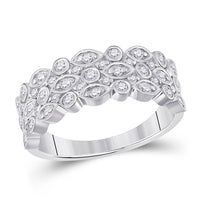 Load image into Gallery viewer, 14kt White Gold Womens Round Diamond 3-Row Fashion Ring 3/4 Cttw
