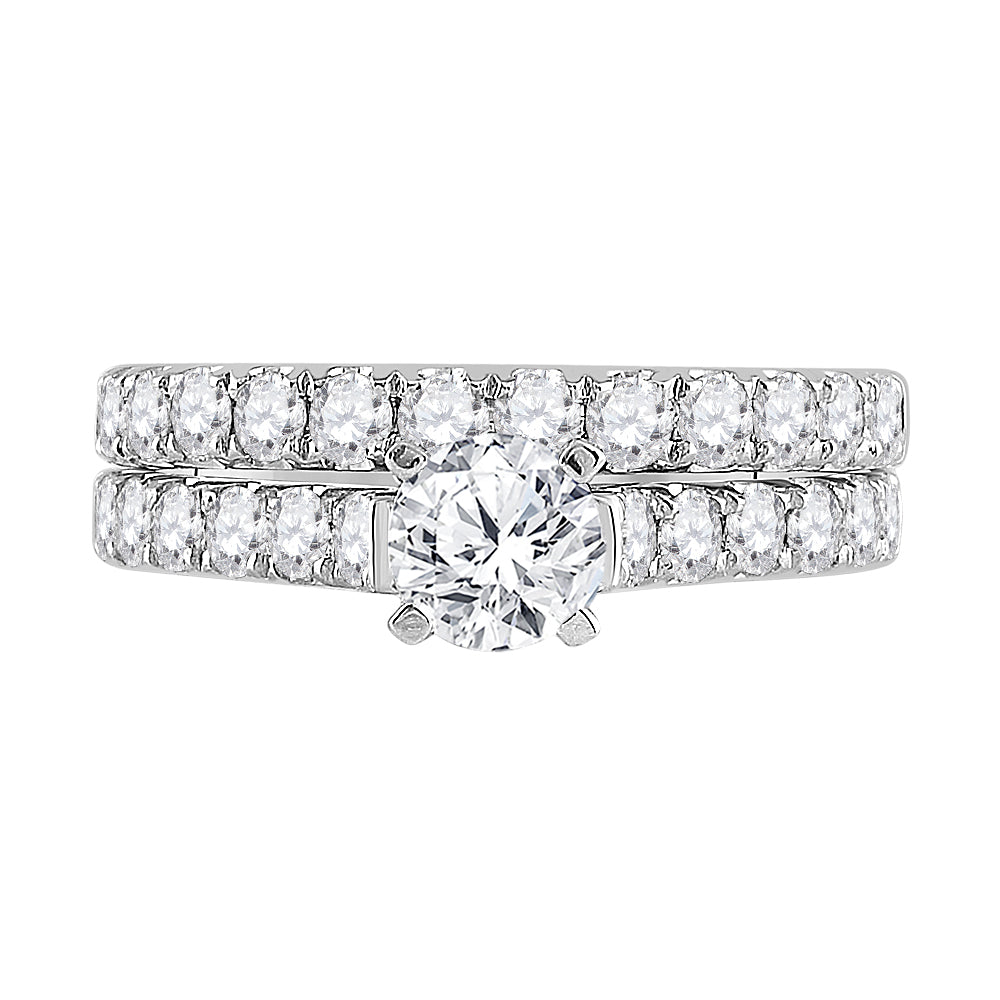 14kt White Gold Womens Round Diamond Bridal Wedding Engagement Ring Band Set 2.00 Cttw (Certified)