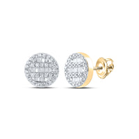Load image into Gallery viewer, 10kt Yellow Gold Mens Baguette Diamond Fashion Earrings 1/3 Cttw
