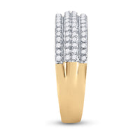 Load image into Gallery viewer, 14kt Yellow Gold His Hers Round Diamond Cluster Matching Bridal Wedding Ring Band Set 1-1/3 Cttw
