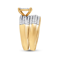 Load image into Gallery viewer, 14kt Yellow Gold His Hers Round Diamond Cluster Matching Bridal Wedding Ring Band Set 1-1/3 Cttw
