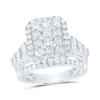 Load image into Gallery viewer, 14kt White Gold Womens Round Diamond Emerald-Shaped Cluster Ring 1-3/4 Cttw
