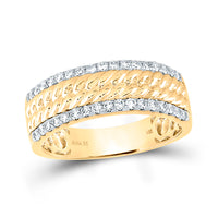 Load image into Gallery viewer, 14kt Yellow Gold His Hers Round Diamond Halo Matching Bridal Wedding Ring Band Set 2.00 Cttw
