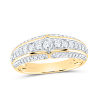 Load image into Gallery viewer, 14kt Yellow Gold His Hers Round Diamond Halo Matching Bridal Wedding Ring Band Set 2-1/3 Cttw (Certified)
