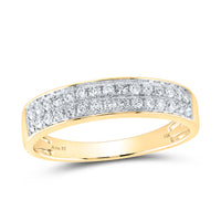 Load image into Gallery viewer, 14kt Yellow Gold His Hers Round Diamond Cluster Matching Bridal Wedding Ring Band Set 1-3/4 Cttw
