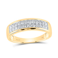 Load image into Gallery viewer, 14kt Yellow Gold His Hers Round Diamond Cluster Matching Bridal Wedding Ring Band Set 1-7/8 Cttw
