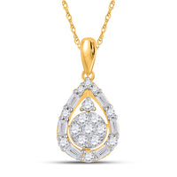 Load image into Gallery viewer, 14kt Yellow Gold Womens Baguette Diamond Fashion Teardrop Pendant 1/2 Cttw
