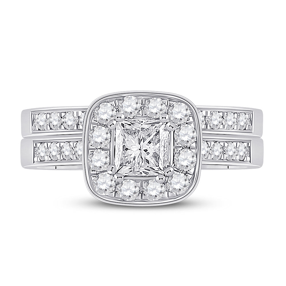 1 5/8CTW-DIA ANA M 3/4CT-CPR BRIDAL SETS SINGLE HALO CERTIFIED