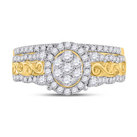 Load image into Gallery viewer, 14kt Yellow Gold Womens Round Diamond Bridal Wedding Engagement Ring Band Set 3/4 Cttw
