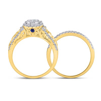 Load image into Gallery viewer, 14kt Yellow Gold Womens Round Diamond Bridal Wedding Engagement Ring Band Set 3/4 Cttw
