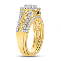 Load image into Gallery viewer, 14kt Yellow Gold Womens Round Diamond Bridal Wedding Engagement Ring Band Set 3/4 Cttw

