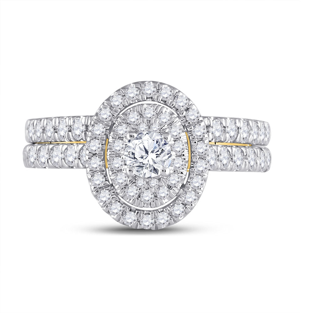 10kt Yellow Gold Womens Round Diamond Bridal Wedding Engagement Ring Band Set 1.00 Cttw  (Certified)