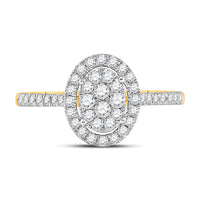 Load image into Gallery viewer, 10kt Yellow Gold Womens Round Diamond Cluster Bridal Wedding Engagement Ring 1/2 Cttw
