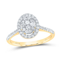 Load image into Gallery viewer, 10kt Yellow Gold Womens Round Diamond Cluster Bridal Wedding Engagement Ring 1/2 Cttw
